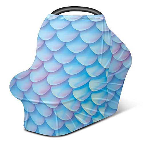 מושב מכונית לתינוק מכסה חלום כחול בתולת ים דגים דפוס דפוס סיעוד כיסוי מניקה של צעיף עגלת עגלת עגלת