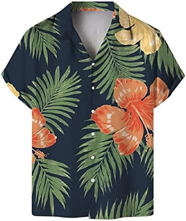 2023 גברים חדשים מזדמנים פרחים פרחים מודפסים חוף הוואי הוואי כפתור שרוול קצר מטה חולצת שמלה מטה טייז לגברים