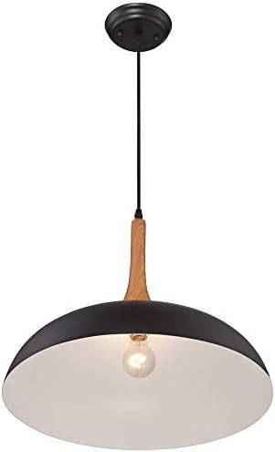 עיצוב יורו של Possini פלטון שחור אלומיניום עץ גימור תליון קטן תאורה 17 3/4 אינץ