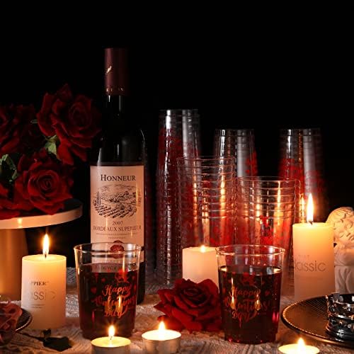 60 יח 'כוסות פלסטיק ברורות לבבות כוסות יום האהבה כוסות פלסטיק כוסות פלסטיק אדומות של יום האהבה וכוסות קופידון