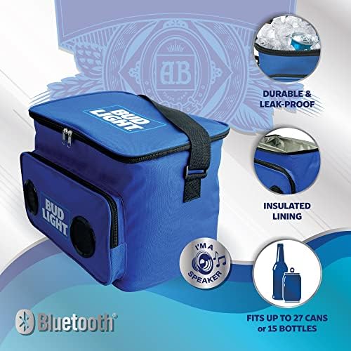 Bud Light Light Cooler Cooler Bluetooth רמקול נייד מקרר נסיעות עם רמקולים מובנים באדלייט רמקול אלחוט