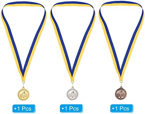 מדליות פינג פונג פינג 2 מדליות פינג פינג, 3 מדליות פרס טניס שולחן מגרש מדליית ברונזה מכסף זהב עם סרט צהוב כחול