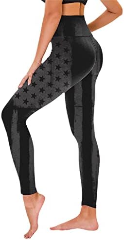 חותלות 4 ביולי לנשים מותניים גבוהות דגל אמריקאי מכנסי עיפרון דקיקים פעילות גופנית הרמת דחיסה של אימון אימון