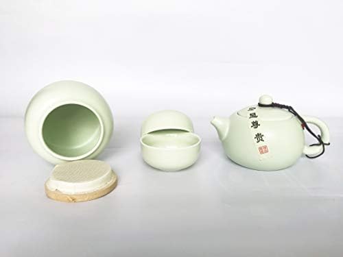 חרסינה של טנגרנה קונגפו סט תה ניידים מערכות תה תה של Chinaware, מיכל תה חותם עם כיסוי במבוק, 2 כוסות