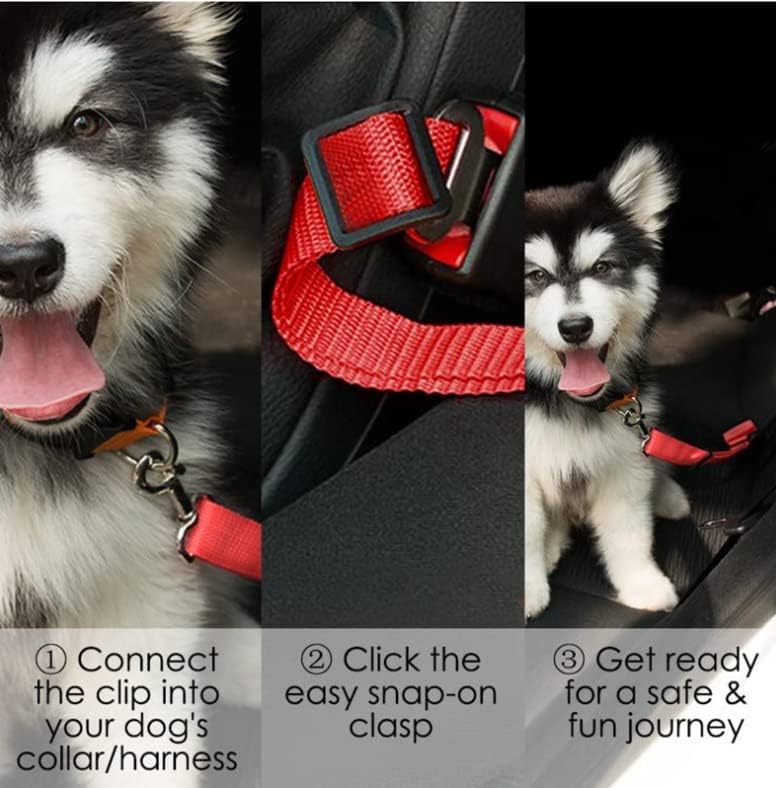 כלב חגורת בטיחות לרכב לרתום-2 חבילות מתכוונן לחיות מחמד כלב חתול רכב מושב חגורת בטיחות מוביל רכב חגורת