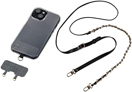 שרוך טלפון סלולרי של Elecom, עור עם שרשרת זהב רצועת צוואר אייפון רצועת צוואר iPhone מנותק מוביל
