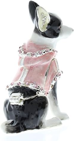 Ciel Collectables 1013710b Chihuahua כלב שחור/לבן ורוד קופסת תכשיט, 2.25 x 2.50 x 1.25
