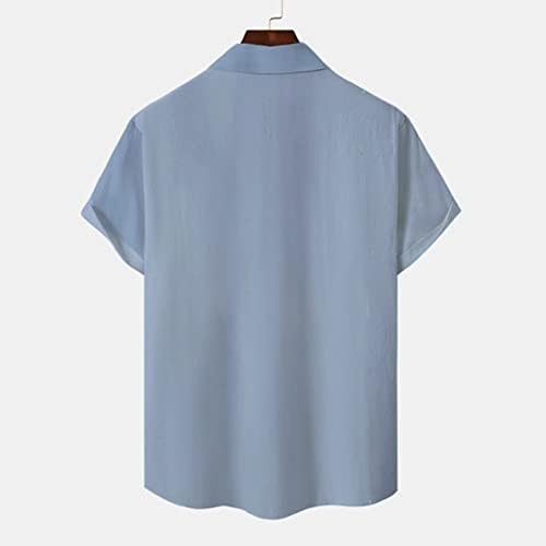 חולצות קיץ לגברים גברים 3 ד דפוס דיגיטלי כיס אבזם דש קצר שרוול חולצה רגיל חולצות לגברים