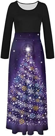 נשים שמלת מקסי חג המולד שמלות שמלות ארוכות שמלות לנשים אלגנטיות בוהו שרוול ארוך מותן שמלות מקסי פרחוניות
