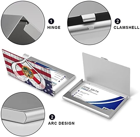 אמריקה ופלורידה דגל עם לב עסקים מזהה כרטיס מחזיק סילם מקרה מקצועי מתכת שם כרטיס ארגונית כיס
