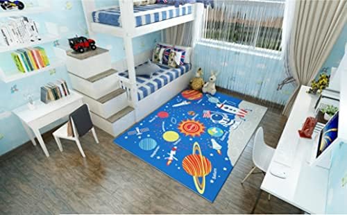 חלל חיצוני לילדים שטיח אזור משחק, שטיח מערכת סולארית, כוכבי גלקסי כוכבים משחקים שטיח מחצלת לבנים, עיצוב בית,