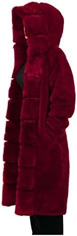 HTHLVMD נשים מעיל פרווה פו עבה עם מעיל מעיל פארק עם מעיל שרוול ארוך בחורף מעיל M-5XL ז'קט