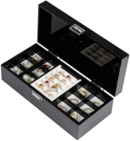 קופסאות תכשיטים QTT אקריליק עם 19 תכשיטים חזה תכשיטים עם מארגן תכשיטים בטנה קטיפה קופסת תכשיטים