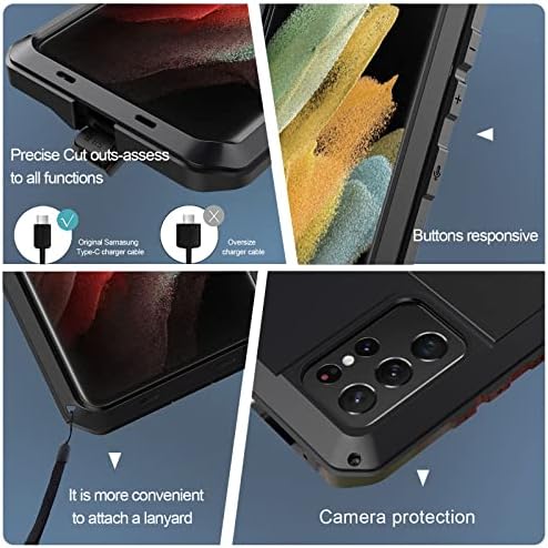 מקרה עבור Samsung Galaxy S22/S22+/S22 Ultra, תומך בטעינה אלחוטית מגן מסך מובנה מגן צבאי כיתה