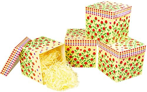 אריזת פילים 8 קופסת מתנה פרחים בינונית עם מכסה, סרט ומילוי נייר, לנשים, ילדה, יום האם, מקלחת