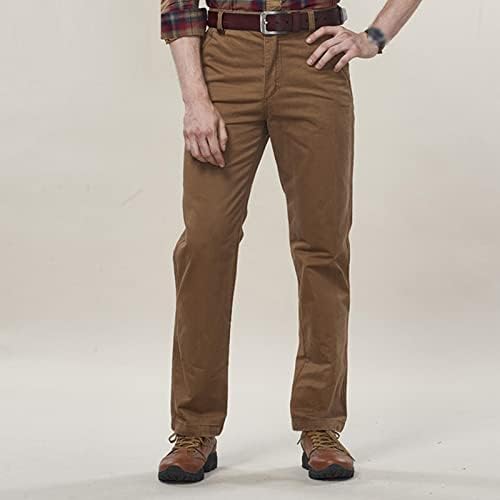 גברים רגועים מתאימים מכנסי כותנה מזדמנים צ'ינו שטוח קדמי קלאסי מכנסיים ישרים קלים משקל קל מכנסי נוחות
