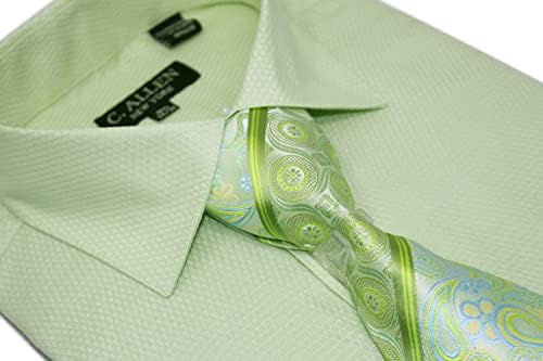 ג. אלן דפוס מיקרו מוצק לגברים חולצות שמלות בכושר רגילות עם עניבת חפתים חפתים צרפתים משולבת
