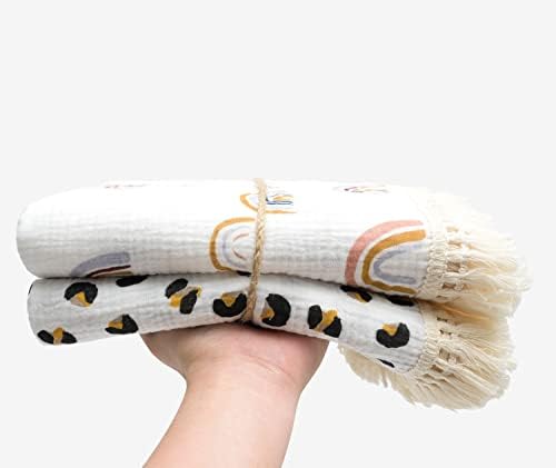 כותנה כותנה של צ'ונגל המוסלין המוסלין 40 x 47, תינוק מקבל שמיכה עם שוליים, שמיכת חוט של בוהו מוסלין עם