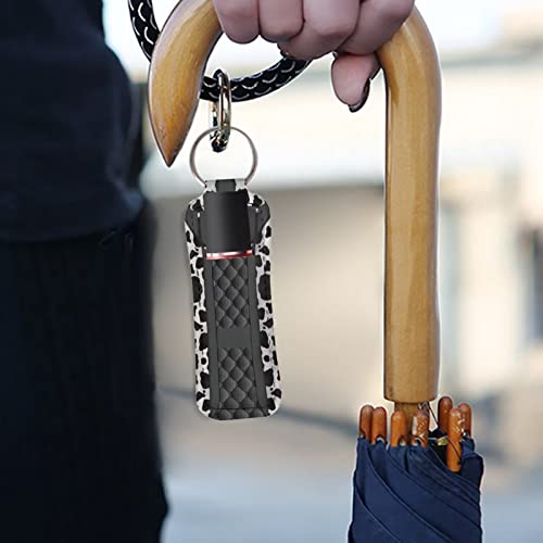 בולופור אפור יוקרה פרה הדפסת נשים שפתון מחזיק מחזיק מפתחות שפתון פסטיק פאוץ רצועת חץ מפתח טבעת