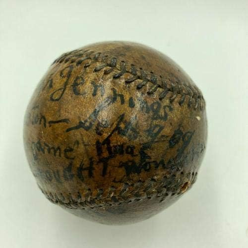 משחק חתימה יחידה של יו ג'נינגס השתמש ב -1909 דגל שזכה בייסבול JSA COA - משחק MLB השתמש בייסבול
