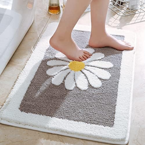 שטיחי אמבטיה של דורוגר מחצלת, שטיחי אמבט פרחים לבנים שטיחי סיבים סופר -סופיים רכים רכים ללא החלקה מחצלת