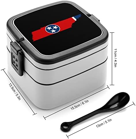 טנסי מדינת דגל דגל מפת קופסת ארוחת צהריים ניידת שכבה כפולה קופסת בנטו קיבולת גדולה מיכל אוכל מיכל אוכל עם כף