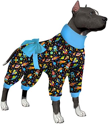 כלב כלבים של Lovinpet כלב בגודל בינוני - חולצת התאוששות לאחר ניתוח, בד נמתח, מכוון לירח הדפס חיל הים,