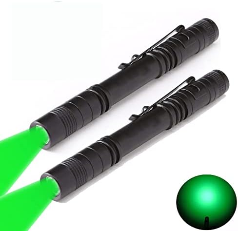 Wondsunson 2 x עט אור ירוק סוג פנס פנס מצב אחד אור ירוק אור LED לפיד לטיולים רגליים דיג ציד חיה מגנה על ראיית