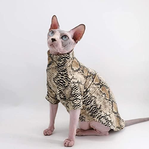 מהדורה מוגבלת מגניב ספינקס חסר שיער חתול קיץ נחש עור דפוס כותנה חולצות בגדים לחיות מחמד, עגול