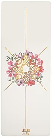 רורו קונספט סדרת שמש פרח בדוגמת מזרן יוגה תרגיל ידידותי לסביבה עם תיק נשיאה גדול, בז', רחיץ, מתכוונן-שטיח