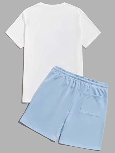 Oyoangle Gen's Saxtip Spazic Trint Thirt ומכנסיים קצרים ממותניים ממותגים סט אימונית 2 תלבושות
