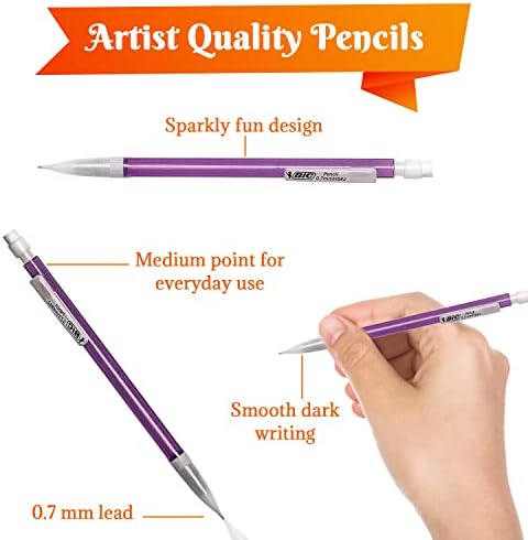 המגה עוסקת בעיפרון מכני Xtra-Sparkle 15 עפרונות עפרונות נקודתיים בינוניים, מחק אחד ומילוי עופרת כללו חבילת מגוון