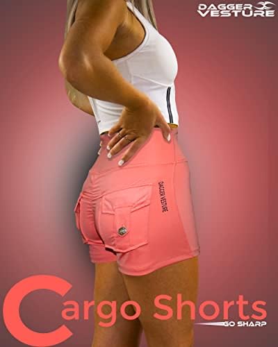 מבנה פגיון- מכנסיים קצרים לנשים- מכנסי יוגה מבוזבזים גבוהים- מכנסי כושר קצרים לנשים- מכנסי מטען