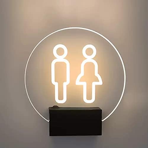 שלט חדר השירות של Rakute LED, שלט מואר בשירותים קיר, שלטי אמבטיה עגולים בגודל 7 אינץ 'למשרד, עסקים או בית, דלת