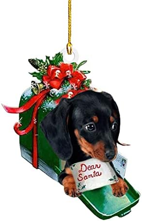 כלבי חג המולד קישוטים דו צדדי של עץ חג המולד של עץ חג המולד של קליפים לזר חג המולד