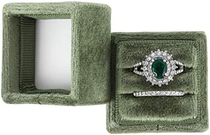 ניקגור קטיפה טבעת תיבת כפול חריצים מתנה להצעות, אירוסין ונישואים להקת תמונות - כיכר תכשיטי טבעת קופסות