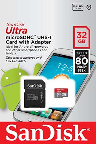 Sandisk Ultra 128GB MicroSDXC UHS-I כרטיס עם מתאם, שחור, אריזה סטנדרטית