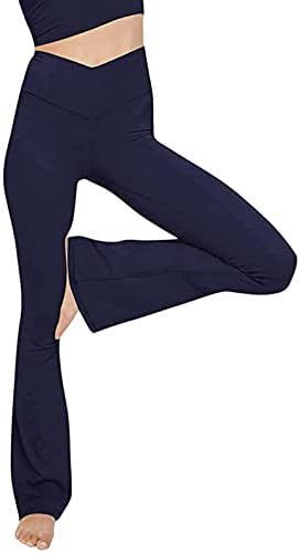 מכנסי יוגה מתלקחים לנשים מותניים צולבים אימון נמתח חותלות חותלות מזדמנים רזה כושר בקרת בטן מכנסי