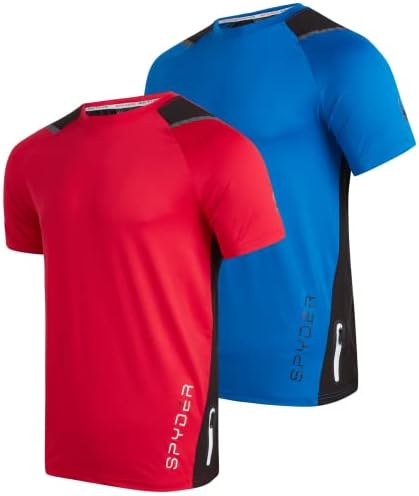 חולצת טריקו אתלטית של Spyder גברים - 2 חבילות בכושר יבש ביצועי שרוול קצר ביצועי ספורט טי