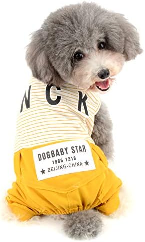 תלבושות כותנה של רנפי כלבים לכלבים קטנים חולצות חיות מחמד מפוספסות עם מכנסי