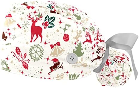 כובע עבודה עם כפתורים אחות בופנט כובע חג המולד קני סוכריות רקע רקע עיצוב שטוח מכסה לשפשוף לנשים שיער