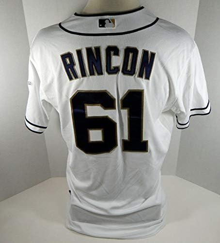 2013 סן דייגו פדרס אדינסון רינקון 61 משחק משומש ג'רזי לבן - משחק משומש גופיות MLB