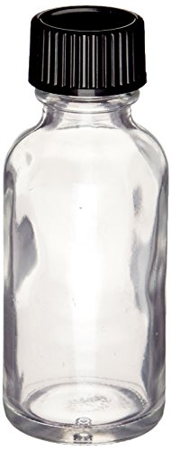 בקבוקוני פרימיום B25-24CL בקבוק זכוכית עגול בוסטון עם כובע, קיבולת 1 גרם, ברור