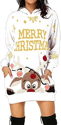 שמלות קפוצ'ונים מכוערים של חג המולד מכוערים אופנה חג המולד סוודר הדפסים סוודר שרוול ארוך חולצות סוודר עם