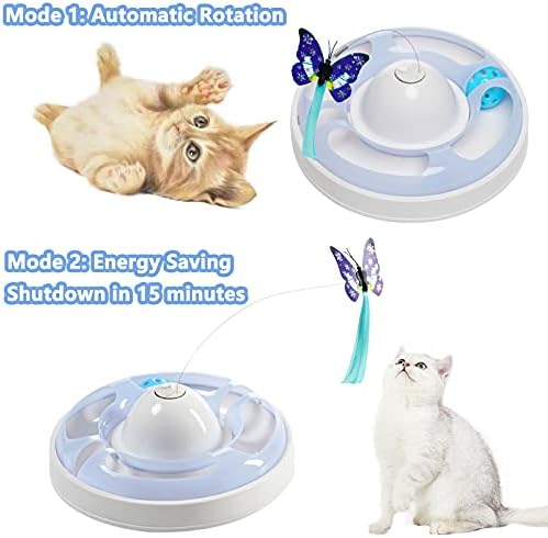Honorhope 2 ב 1 צעצועים לחתולים אינטראקטיביים - צעצוע חתול פרפר אוטומטי אוטומטי, צעצועים לחתולים מצחיקים