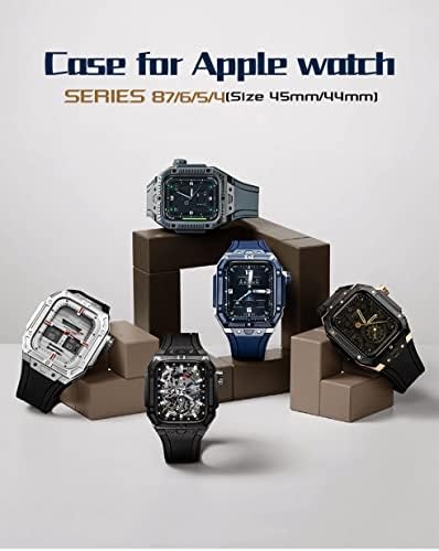 ערכת שינוי inanir מארז נירוסטה לסדרת Apple Watch 6 5 4 SE רצועת שעון גומי עבור IWatch 44 ממ
