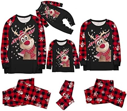 XBKPLO Loungewear Sleepwear פיג'מה לחג המולד למשפחה, לבגדי שינה תואמים לחג המולד עבור זוגות הורה-צ'י
