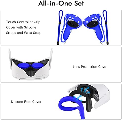 אביזרי Oculus Quest 2 עם כיסוי פנים VR, כיסוי אחיזת בקר המגע וכיסוי מגן של עדשת VR, העשוי מחומר סיליקון