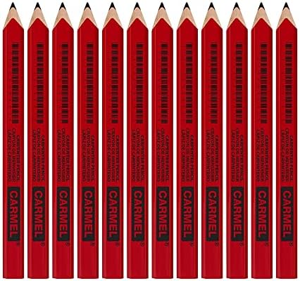 עיפרון של קרמל קרפנטר, חבילה של 12, עפרונות בעבודות עץ, עיפרון בנייה, עיפרון עופרת שחורה שטוחה לסימון משטחי