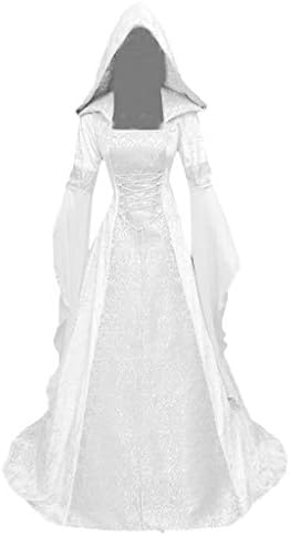 צפוטים שמלת וינטג ' לנשים, רטרו שמלת תחפושת רנסנס מימי הביניים קוספליי מעל שמלה שרוול חצוצרה חלוק